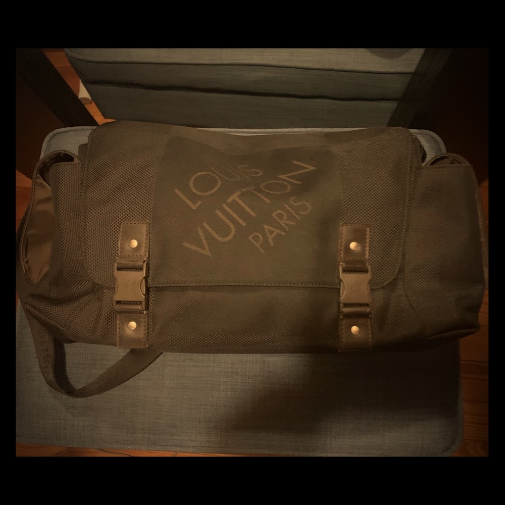 Black LV messenger bag